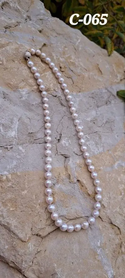 C-065 Collier Keshi silberweiss ca.6-8mm, 46,7cm Lang, Magnetverschluss Silber matt 925, Fr. 210.-