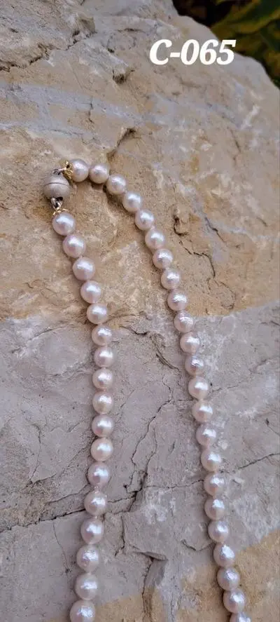 C-065 Collier Keshi silberweiss ca.6-8mm, 46,7cm Lang, Magnetverschluss Silber matt 925, Fr. 210.-
