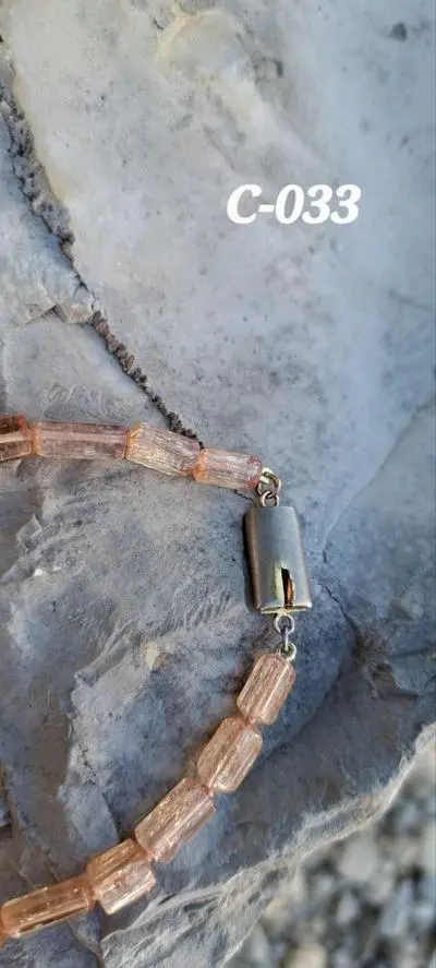 C-033 Collier Topas, Zylinderförmige, facetierte  herbstgoldenfarbene Steine, je nach Lichteinfall zeigen sie sich leuch